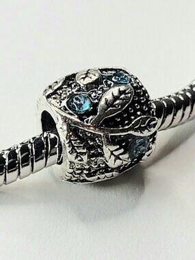 Gorgeous Blue and Silver Color Chunky Leaf Charm For Pandora Charm Bracelets